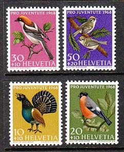 Switzerland Birds B378-81 MNH VF