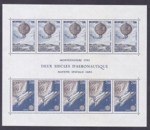 Monaco 1369a (1368-69) Balloon Flight & Space Shuttle EUROPA Souvenir Sheet