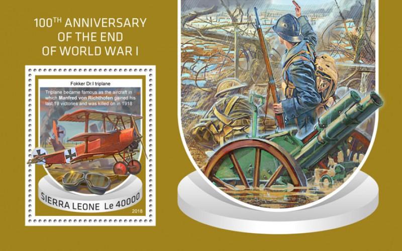SIERRA LEONE - 2018 - End of World War One - Perf Souv Sheet - MNH