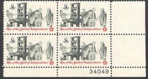 US Plate Block, Cat # 1476, Printer, MNH*