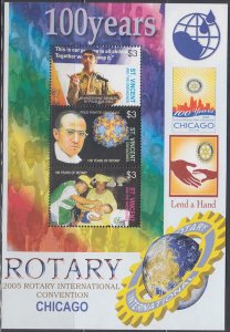 ST VINCENT Sc #3448 CPL MNH S/S of  100 YEARS of ROTARY INT'L