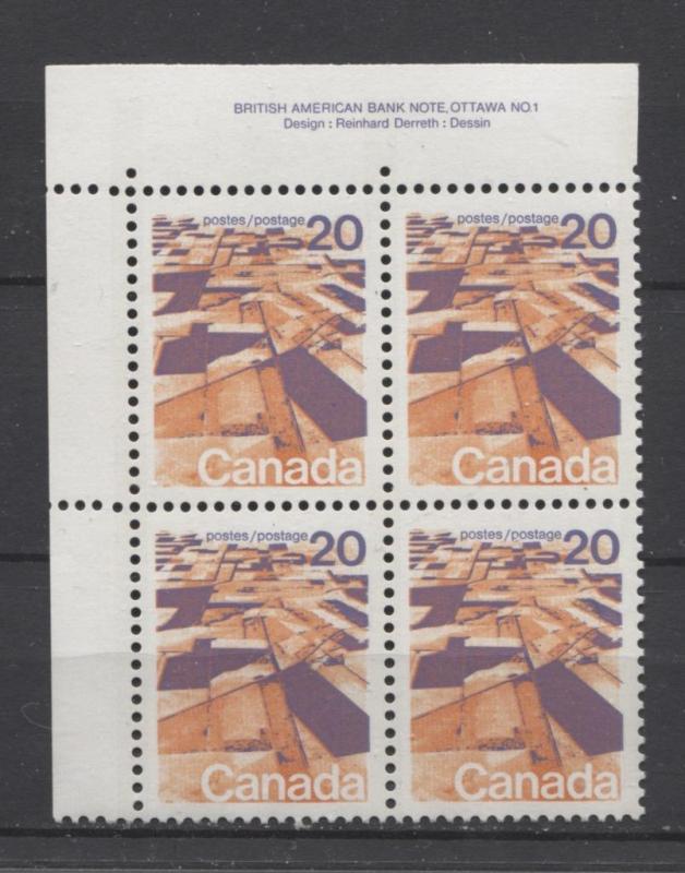 Canada #596 20c Caricature Issue GT-2 OP-4 Paper Type 12 Plate 1 UL VF-84 NH