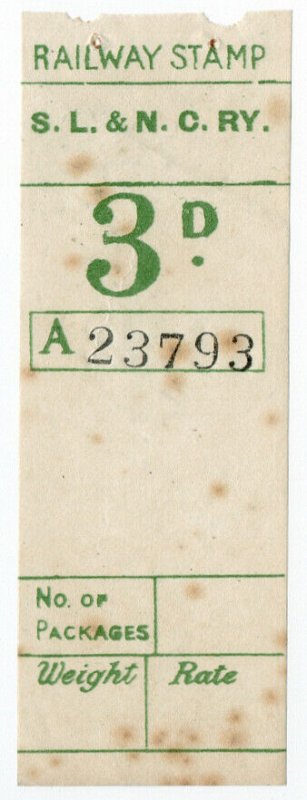 (I.B) Sligo Leitrim & Northern Counties Railway : Parcel Stamp 3d