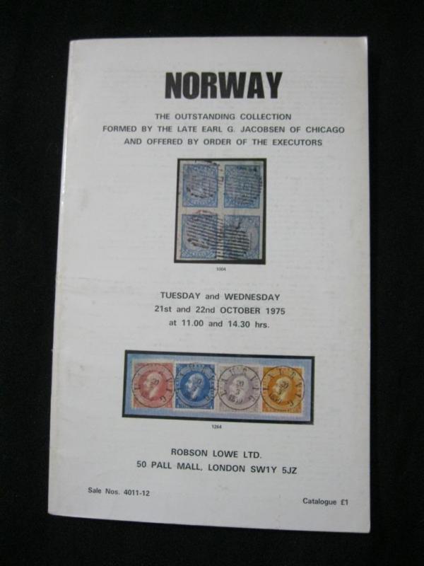 ROBSON LOWE AUCTION CATALOGUE 1975 NORWAY 'JACOBSEN' COLLECTION