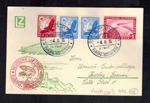 1935 Germany LZ 127 Graf Zeppelin PC Cover to Seville Spain 9th SAF Sieger C35