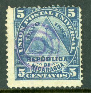 Nicaragua 1882 ABNC 5¢ w/ Target Cancel VFU L850