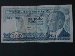 ​TURKEY-1984-CENTRAL BANK LAW OCAK-14-$500 LIRA-CIR-VF40 YEARS OLD-WATER MARK