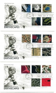 4710a-o Earthscapes on three ArtCraft, FDCs