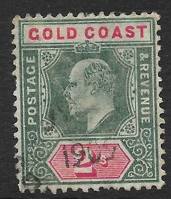 GOLD COAST SG45 1902 2/= GREEN & CARMINE USED