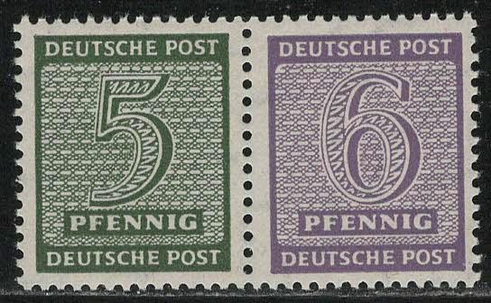 GDR West Saxony Scott # 14N3, 14N4, mint nh, se-tenant, Mi # WZd14