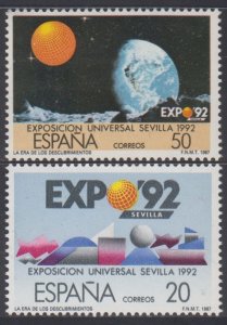 1987 Spain 2808-2809 Moon and Earth - Expo 92 Seville