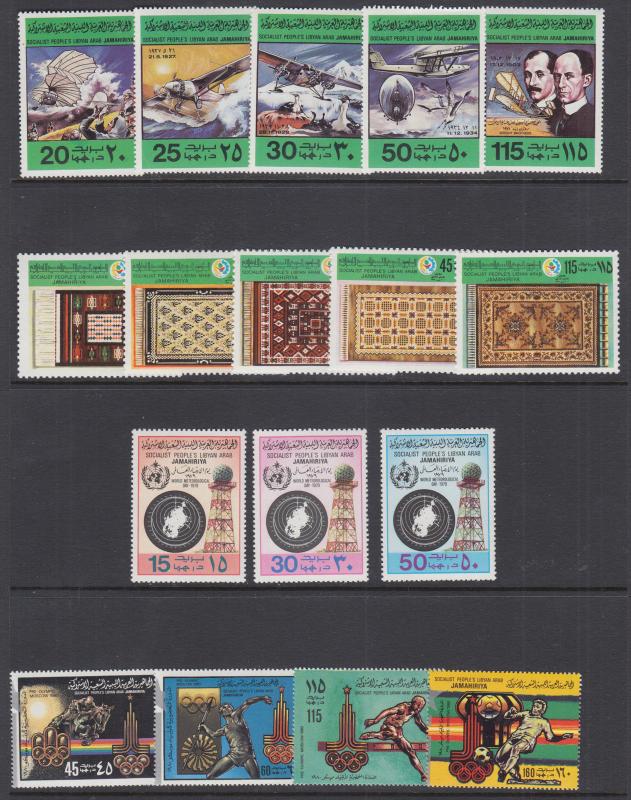 Libya Sc 769//845 MNH. 1978-1979 issues, 4 complete sets, VF 