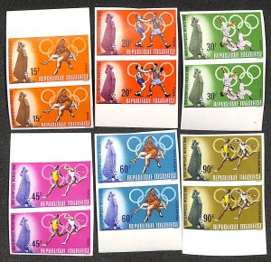 Togo 1968, Olympic games 6v, imperforated pairs, MNH