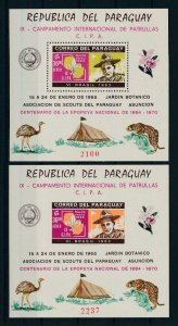 [105523] Paraguay 1965 Scouting jamboree ostrich leopard 2 Souvenir Sheets MNH