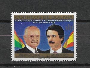 BOLIVIA YEAR 1998 VISIT OF PRIME MINISTER J. M. AZNAR SPAIN SC 1025 MNH MI 1364