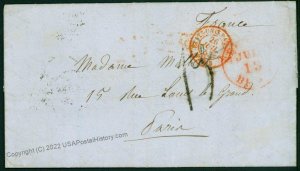 USA 1853 New York France Transatlantic Mail Cover 75973