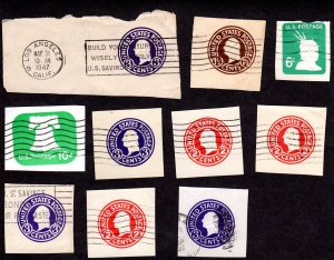 USA, Cut Squares, Lot of 10 used cut squares.  Lot 230811 -33