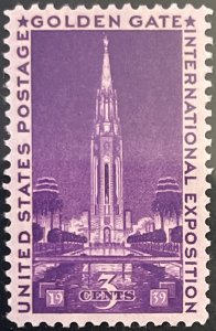 Scott #852 1939 3¢ Golden Gate International Exposition MNH OG VF