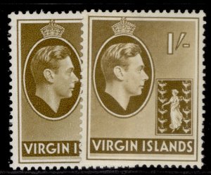 BRITISH VIRGIN ISLANDS GVI SG117 + 117a, 1s PAPER VARIETIES, M MINT. Cat £30.