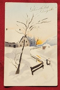 WW1 WWI Imperial German Deutsche Reich Postcard New Years greetings Bayern 1913