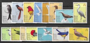 BRITISH INDIAN OCEAN TERR SG62/76 1975 BIRDS MTD MINT