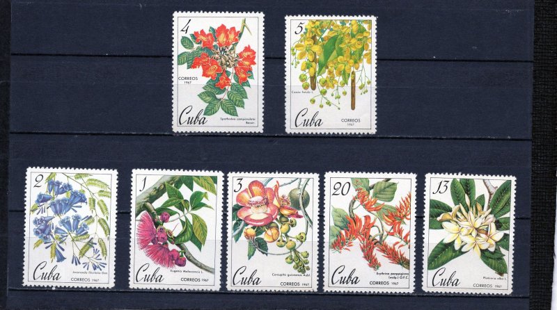 CUBA 1967 FLORA/FLOWERING PLANTS SET OF 7 STAMPS MNH