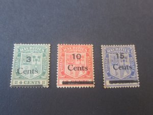 Mauritius 1925 Sc 201-03 set MNG