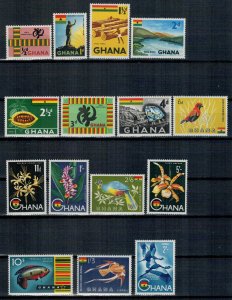 Ghana 1959 MNH Stamps Scott 48-60+C1-2 Definitives Birds Flowers Fish Industry