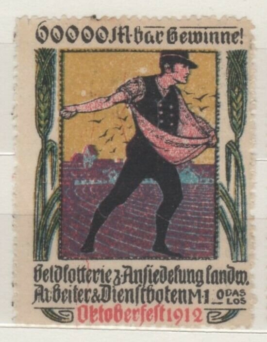 Germany - 1912 Lottery Charity Stamp for Resettlement of Workers & Farmers - NG