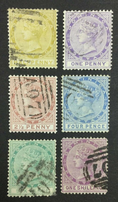 MOMEN: DOMINICA SG #4-9 1877-9 P14 CROWN CC USED £180 LOT #62132