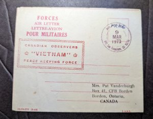 1973 Canada Vietnam Cover Phan Thiet to Borden Ontario Peace Keeping Force