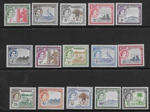 Gambia 153- 167  1953  15  values fvf  mint  - hinged