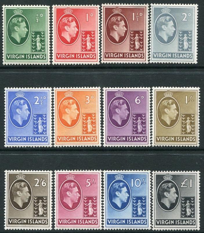 BRITISH VIRGIN ISLANDS-1938-47 Set to £1 Sg 110a-121 LIGHTLY MOUNTED MINT V20111