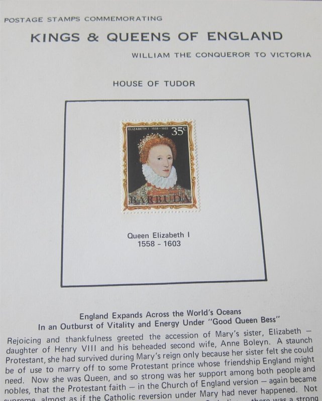 Barbuda kings and Queens of England on page