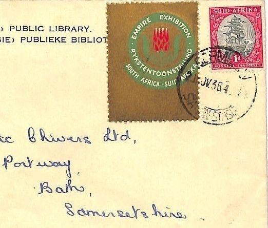 AT39 S.Africa EMPIRE EXHIBITION Label 1964 LIBRARY Cover Bath {samwells-covers}