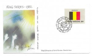 United Nations #388 Flag Series 1982, Belgium, WFUNA Cachet, FDC