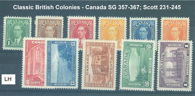 Canada Scott 231-245; SG 357-367 - Unused LH