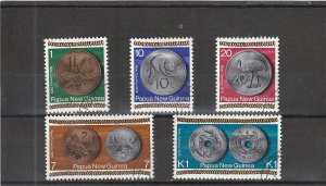 Papua New Guinea  Scott#  410-414  CTO  (1975 New Coinage)