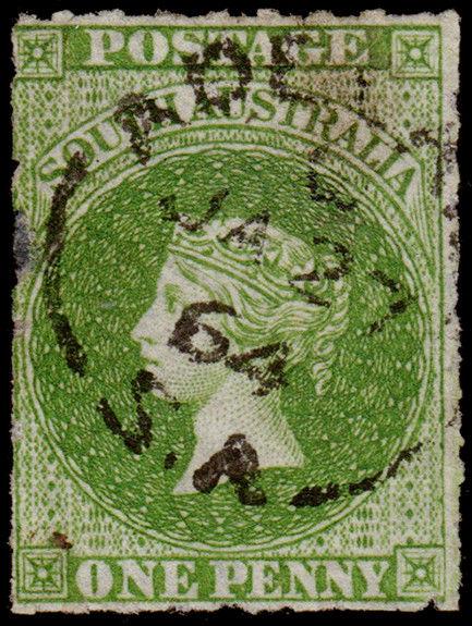 South Australia Scott 10 (1859) Used F, CV $70.00 M