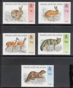 FALKLAND ISLANDS 1995 Wild Animals; Scott 644-48, SG 752-56; MNH