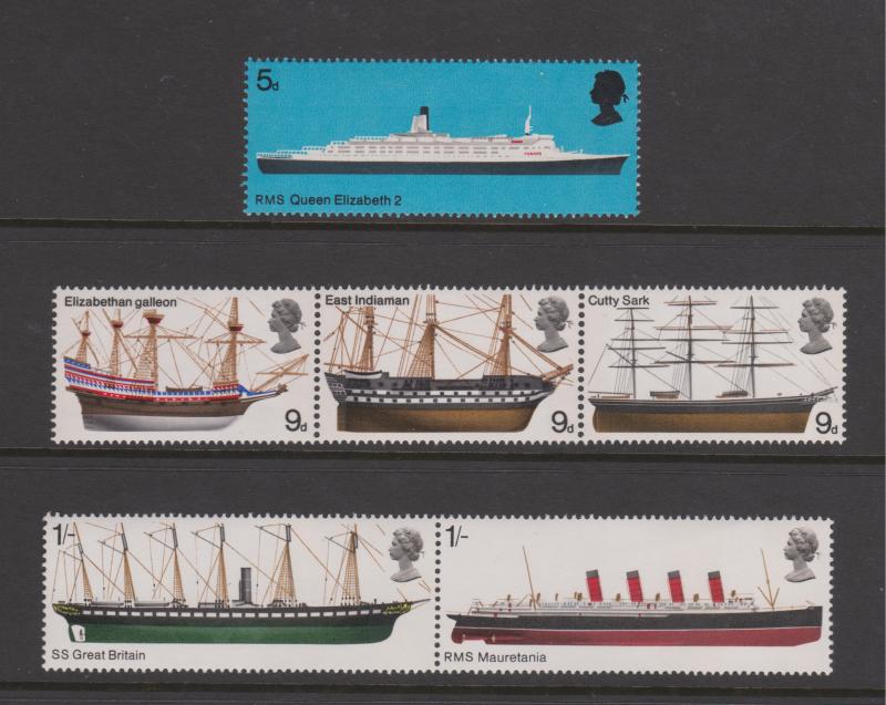 Great Britain 1969 Ships Sc#575-580 MNH