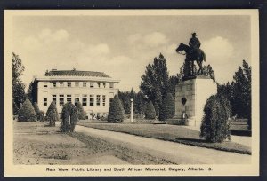 REAR VIEW PUBLIC LIBRARY & SOUTH AFRICAN MEMORIAL - CALGARY ALBERTA postcard