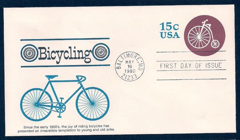 UNITED STATES FDC 15¢ Bicycling 1980 Fleetwood