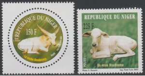 Niger 2003 Mi. 1989/1990 Boudouma cow calf kuh kalb fauna 2 val.