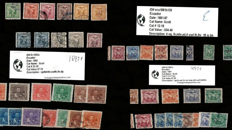 VINTAGE: ECUADOR  ASSORTMENT USD,OG,NH  SCOTT $906.45 EST LOT # 1650