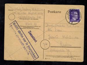 1945 Sangerhausen Germany Concentration Camp Postcard Cover Dora and Reply