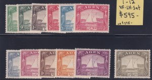 Aden Scott # 1 - 12 set VF mint lightly hinged OG cv $ 795 ! see pic !