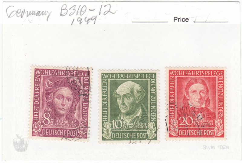 Germany  -  Scott # B310 - B312 - Semi-postals - Used