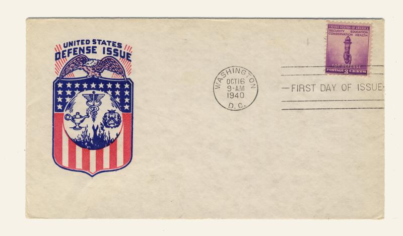 US - 1940 - Scott 901 FDC 3c For Defense SECURITY EDUCATION CONSERVATION HEALTH