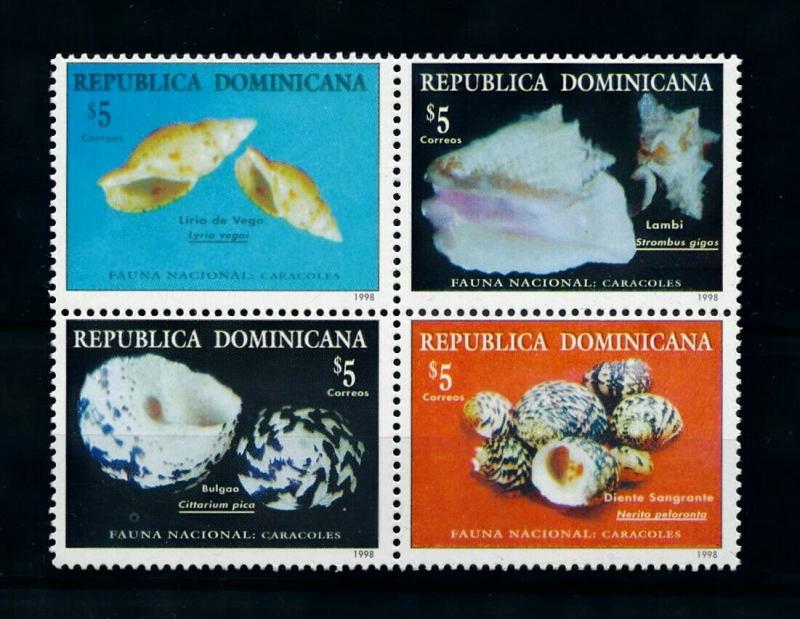 [99652] Dominican Republic 1998 Marine Life Sea shells  MNH